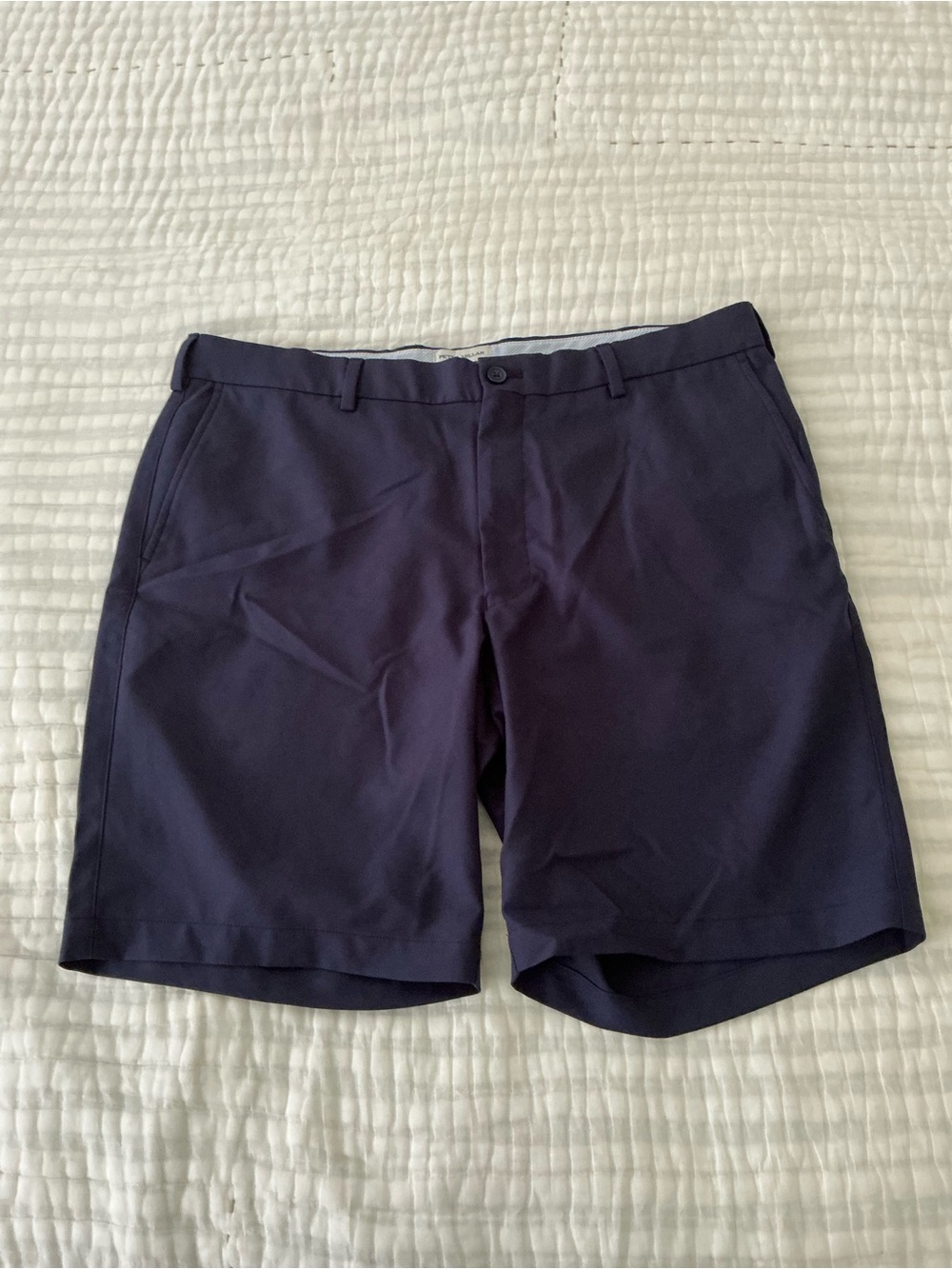 Peter Millar Navy Flat-Front Performance Shorts